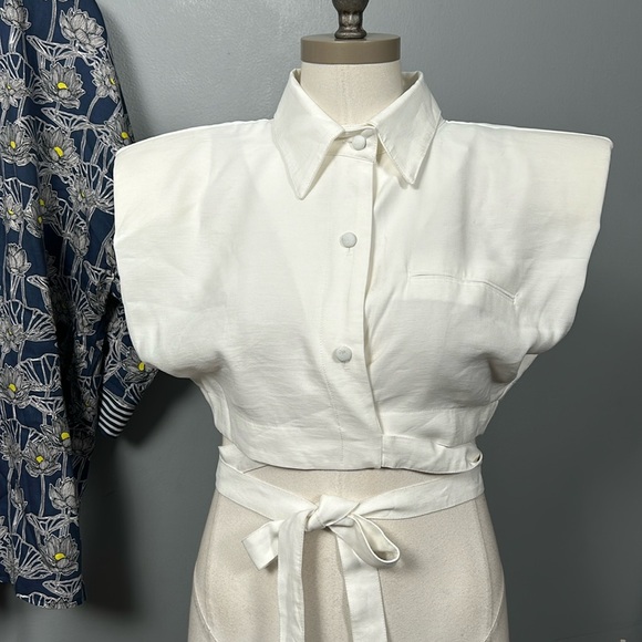 NonChalant the Label White Crop Top Cross Tie white size M - Picture 2 of 13